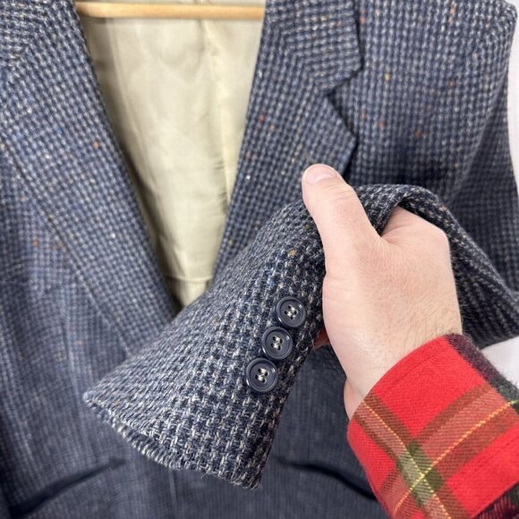 Vintage Dallas Men 46 Gray Tweed Western Blazer Sports Coat Damage - Picture 2 of 13